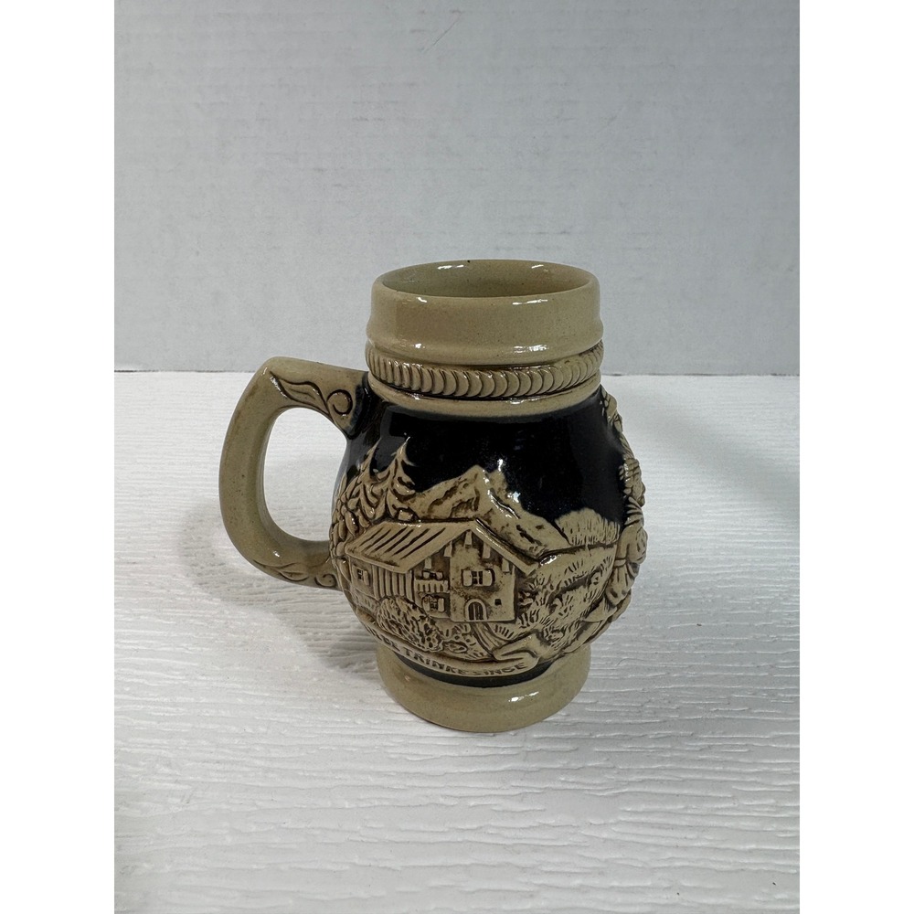 Handarbeit German Beer Stein Tavern Scene Relief Stoneware Mug Germany S0169
